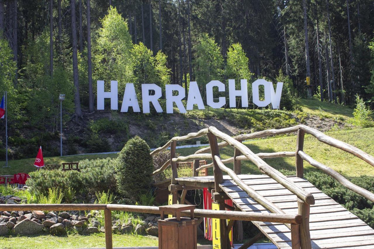 Enjoyharrachov - Atraktivni Klidny Klimatizovany Apartman 20 V Centru Harrachova S Parkovanim, Wifi-Wlan, Sat, Herni Konzoli, Ipad, Netflix Zdarma, Moznosti Dobijeni Auta, Vyhledem Do Zahrady A Na Romanticky Kostelik ภายนอก รูปภาพ