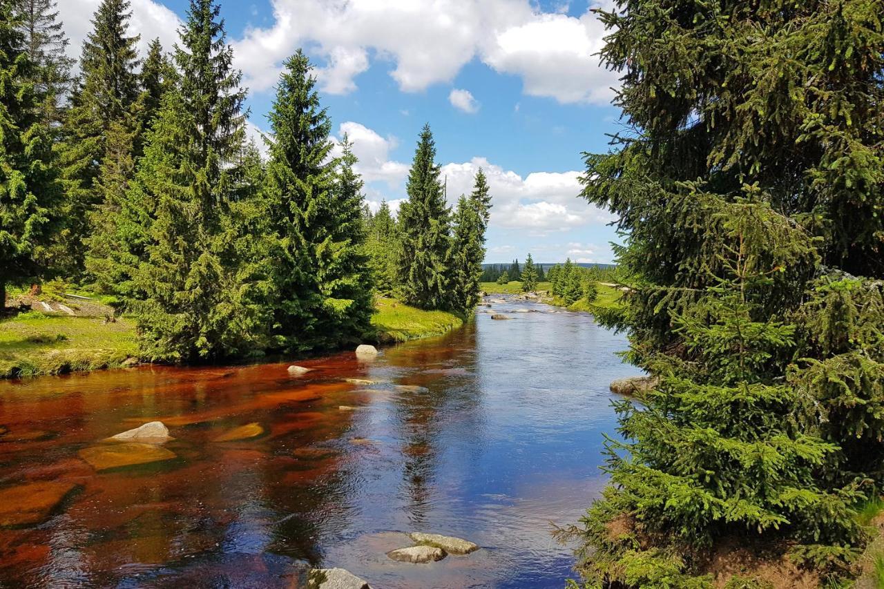 Enjoyharrachov - Atraktivni Klidny Klimatizovany Apartman 20 V Centru Harrachova S Parkovanim, Wifi-Wlan, Sat, Herni Konzoli, Ipad, Netflix Zdarma, Moznosti Dobijeni Auta, Vyhledem Do Zahrady A Na Romanticky Kostelik ภายนอก รูปภาพ
